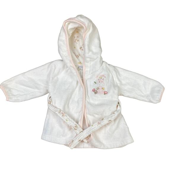 Baby Bathrobe 3-6 Mos Vitamins Baby Giraffe White Pink - Picture 1 of 5